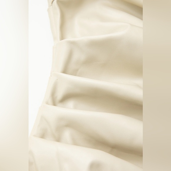 Asymmetric faux leather v-neck mini dress (new) - Picture 4 of 4